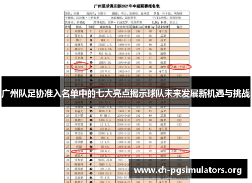广州队足协准入名单中的七大亮点揭示球队未来发展新机遇与挑战 广州队足协准入名单中的七大亮点揭示球队未来发展新机遇与挑战