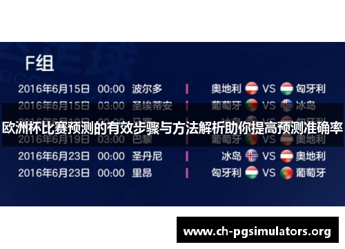 欧洲杯比赛预测的有效步骤与方法解析助你提高预测准确率 欧洲杯比赛预测的有效步骤与方法解析助你提高预测准确率
